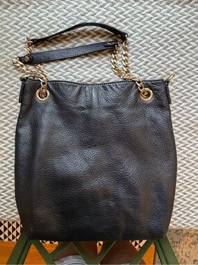Michael Kors Black Pebbled Leather Chain Shoulder/Crossbody Bag